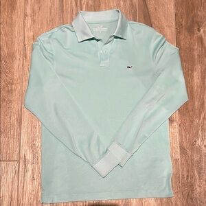 Vineyard Vines Performance Teal Long Sleeve Polo